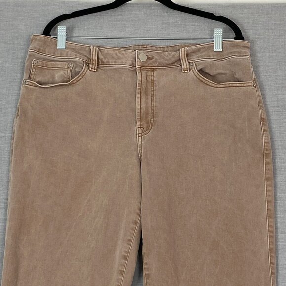 R Jeans Super High Rise Jeans Cropped Raw Hem Sz 34 Petite Skater Length Brown - Picture 2 of 11